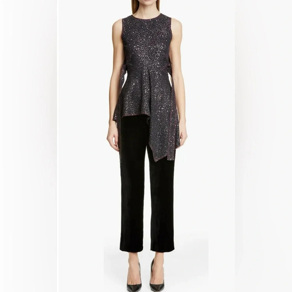 Sies Marjan Tops - SIES MARJAN Genevieve asymmetric glittered crepe top